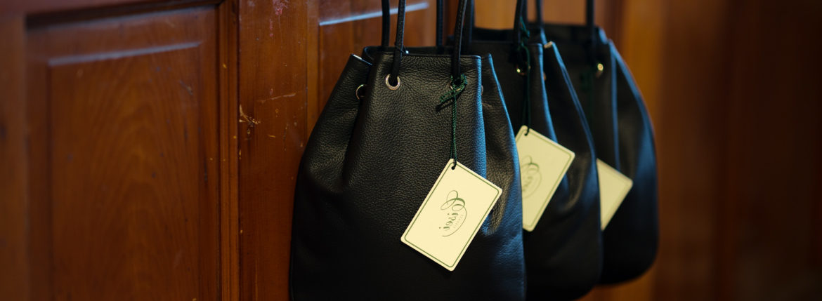 Cisei (シセイ) Drawstring Bag (ドローストリングバッグ) Lindos Leather (リンドス レザー) レザードローストリングバック 巾着 NERO (ブラック) Made in italy (イタリア製) 2019 春夏新作 愛知 名古屋 alto e diritto アルトエデリット