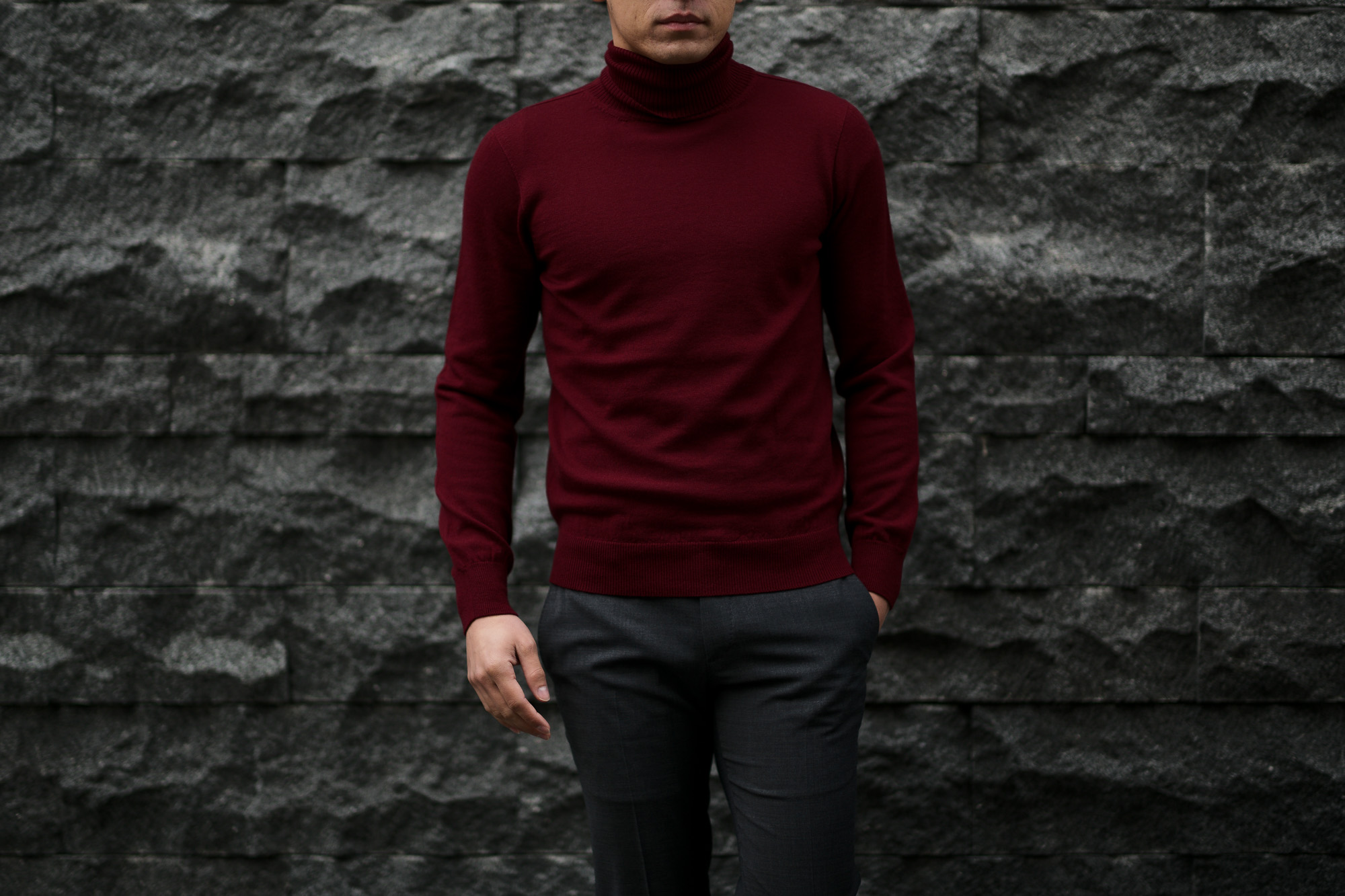 Cuervo (クエルボ) Sartoria Collection (サルトリア コレクション) John(ジョン) Turtle Neck Sweater (タートルネックセーター) ウールニット セーター BORDEAUX (ボルドー) MADE IN JAPAN (日本製) 2019 秋冬　愛知 名古屋 altoediritto アルトエデリット