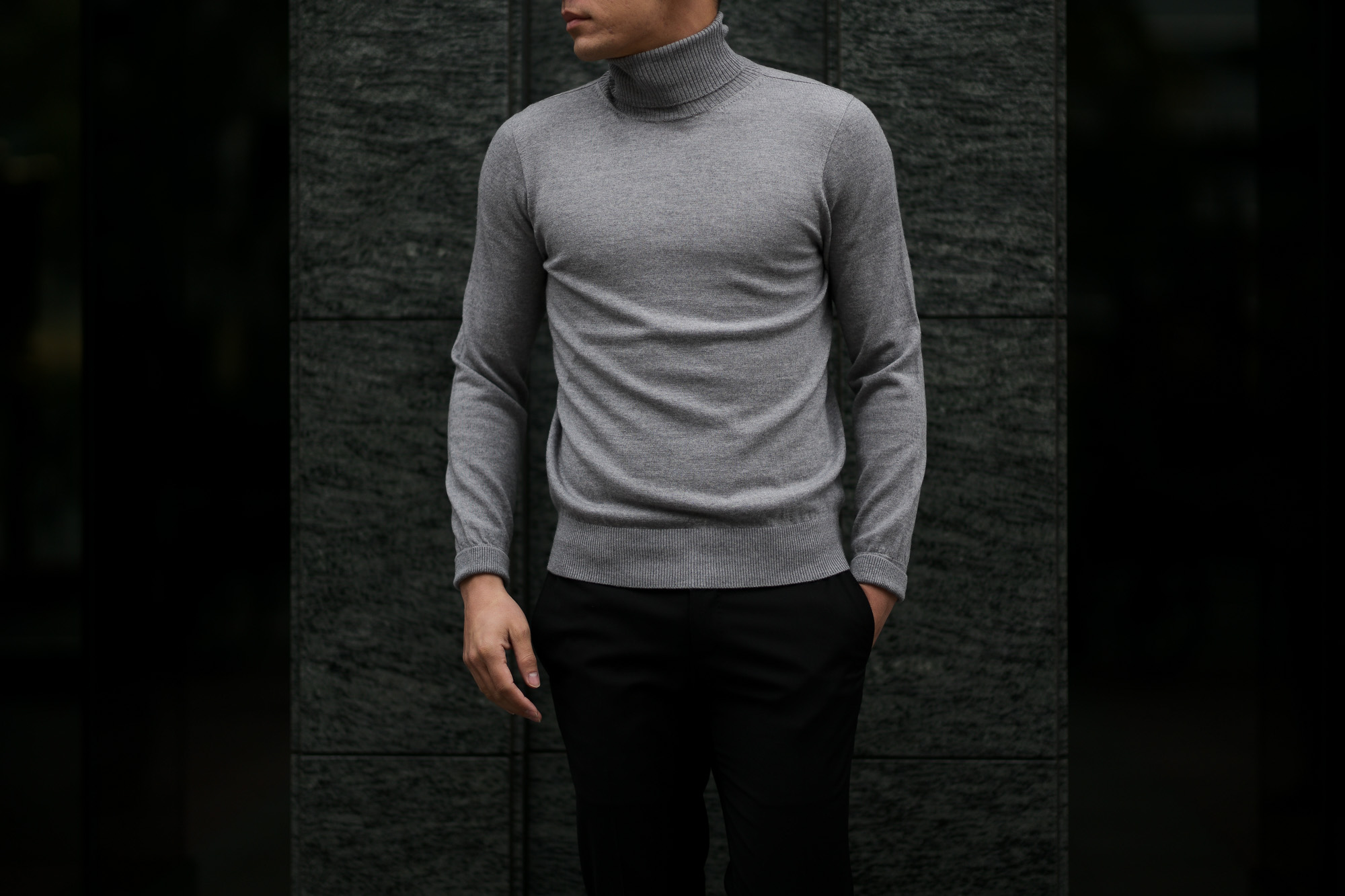 Cuervo (クエルボ) Sartoria Collection (サルトリア コレクション) John(ジョン) Turtle Neck Sweater (タートルネックセーター) ウールニット セーター GRAY (グレー) MADE IN JAPAN (日本製) 2019 秋冬 【ご予約受付開始】愛知 名古屋 altoediritto アルトエデリット