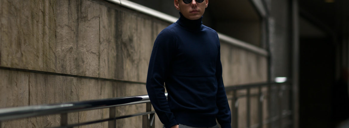 Cuervo (クエルボ) Sartoria Collection (サルトリア コレクション) John(ジョン) Turtle Neck Sweater (タートルネックセーター) ウールニット セーター NAVY (ネイビー) MADE IN JAPAN (日本製) 2019 秋冬 【ご予約受付開始】愛知 名古屋 altoediritto アルトエデリット