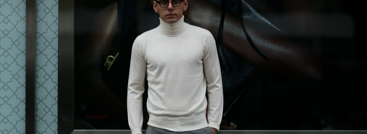 Cuervo (クエルボ) Sartoria Collection (サルトリア コレクション) John(ジョン) Turtle Neck Sweater (タートルネックセーター) ウールニット セーター WHITE (ホワイト) MADE IN JAPAN (日本製) 2019 秋冬 愛知 名古屋 altoediritto アルトエデリット