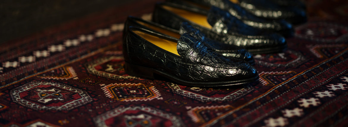 ENZO BONAFE (エンツォボナフェ) ART. EB-08 Crocodile Coin Loafer (クロコダイル コイン ローファー) Mat Crocodile Leather マット クロコダイル レザー ドレスシューズ ローファー NERO (ブラック) made in italy (イタリア製) 2019 春夏新作 愛知 名古屋 enzobonafe エンツォボナフェ eb08 ローファー zodiac nagoya alto e diritto altoediritto アルトエデリット コードバン　5,5.5,6,6.5,7,7.5,8,8.5,9,9.5