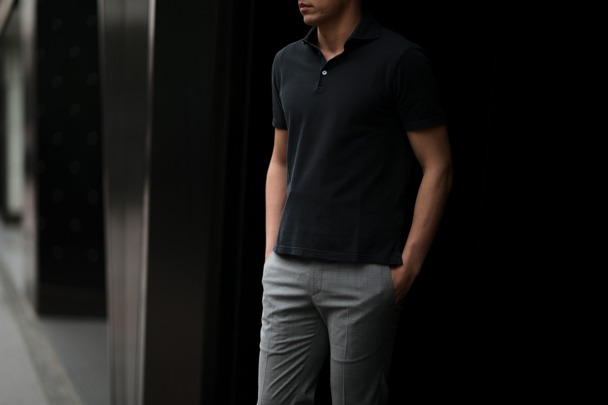 FEDELI (フェデーリ) Piquet Polo Shirt (ピケ ポロシャツ) カノコ ポロシャツ BLACK(ブラック・36) made in italy (イタリア製) 2019 春夏新作 愛知 名古屋 altoediritto アルトエデリット