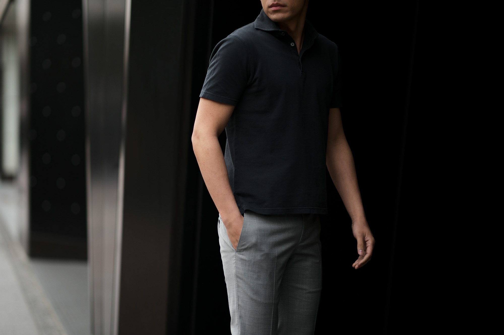 FEDELI (フェデーリ) Piquet Polo Shirt (ピケ ポロシャツ) カノコ ポロシャツ BLACK(ブラック・36) made in italy (イタリア製) 2019 春夏新作 愛知 名古屋 altoediritto アルトエデリット