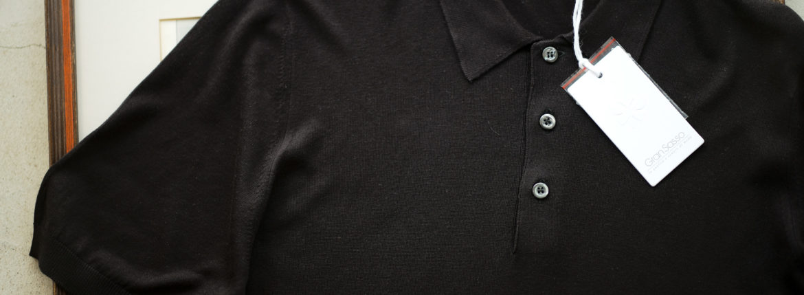 Gran Sasso (グランサッソ) Silk Knit Polo Shirt (シルクニット) SETA (シルク 100%) シルク ニット ポロシャツ BLACK (ブラック・099) made in italy (イタリア製) 2019 春夏新作のイメージ