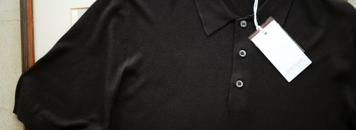 Gran Sasso (グランサッソ) Silk Knit Polo Shirt (シルクニット ポロシャツ) SETA (シルク 100%) シルク ニット ポロシャツ BLACK (ブラック・099) made in italy (イタリア製) 2019 春夏新作 gransasso 愛知 名古屋 altoediritto アルトエデリット