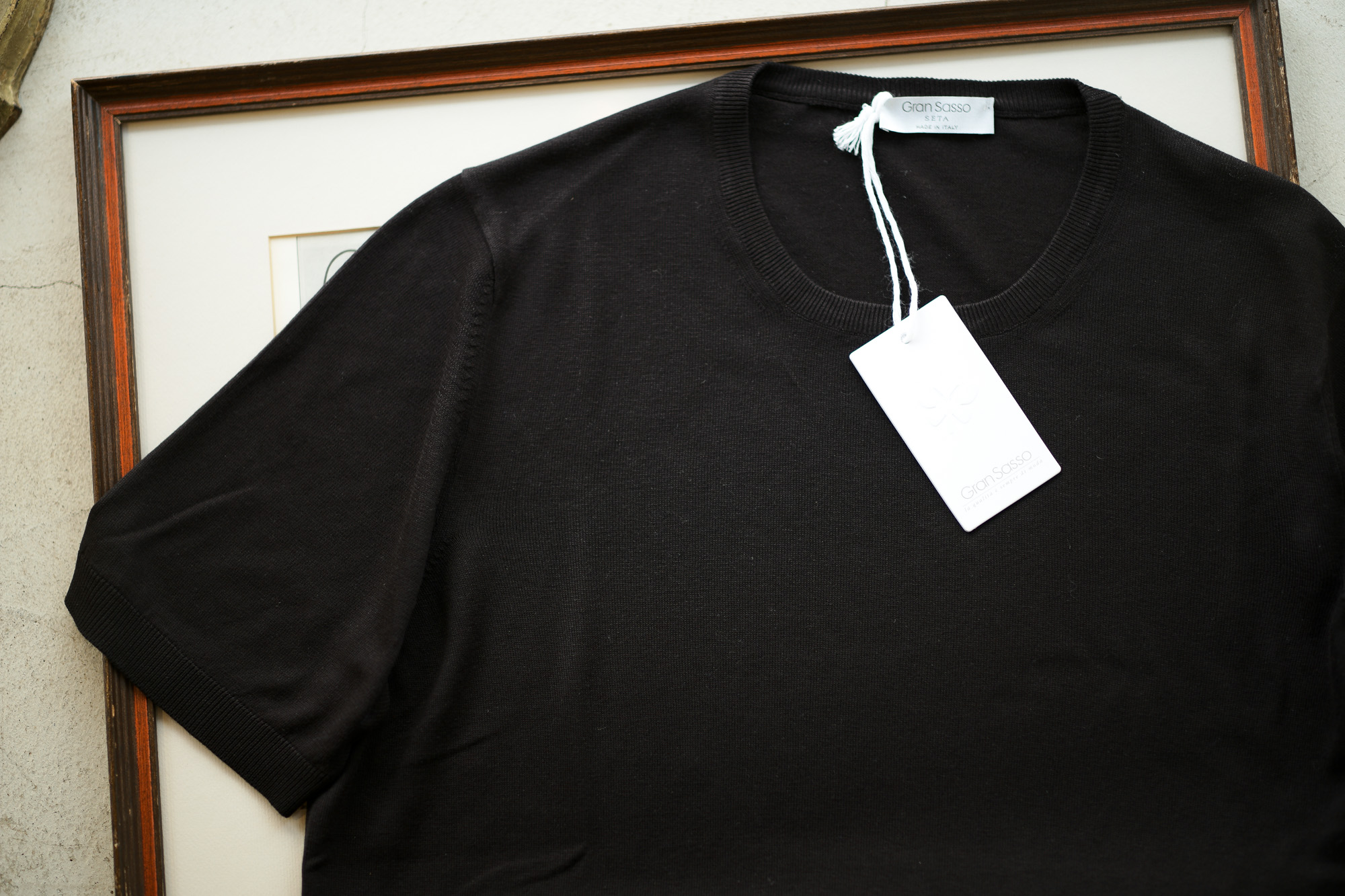 Gran Sasso (グランサッソ) Silk Knit T-shirt (シルクニット Tシャツ) SETA (シルク 100%) ショートスリーブ シルク ニット Tシャツ BLACK (ブラック・303) made in italy (イタリア製) 2019 春夏新作 gransasso 愛知 名古屋 altoediritto アルトエデリット