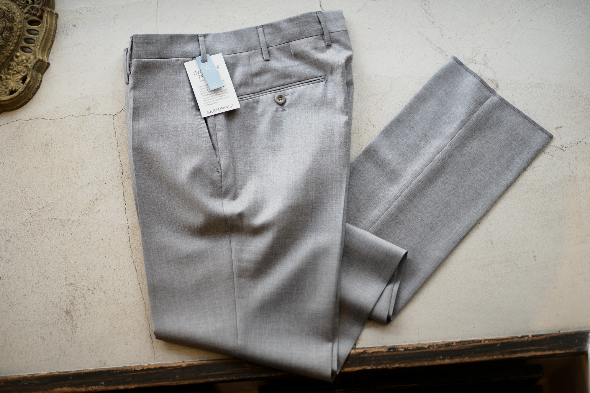 INCOTEX (インコテックス) SARTORIALE (サルトリアーレ) MIT300 SLIM FIT (WOOL & CASHMERE TWILL) ウールカシミアツイル スラックス LIGHT GRAY (ライトグレー・900) Made in italy (イタリア製) 2019 春夏新作 愛知 名古屋 altoediritto アルトエデリット