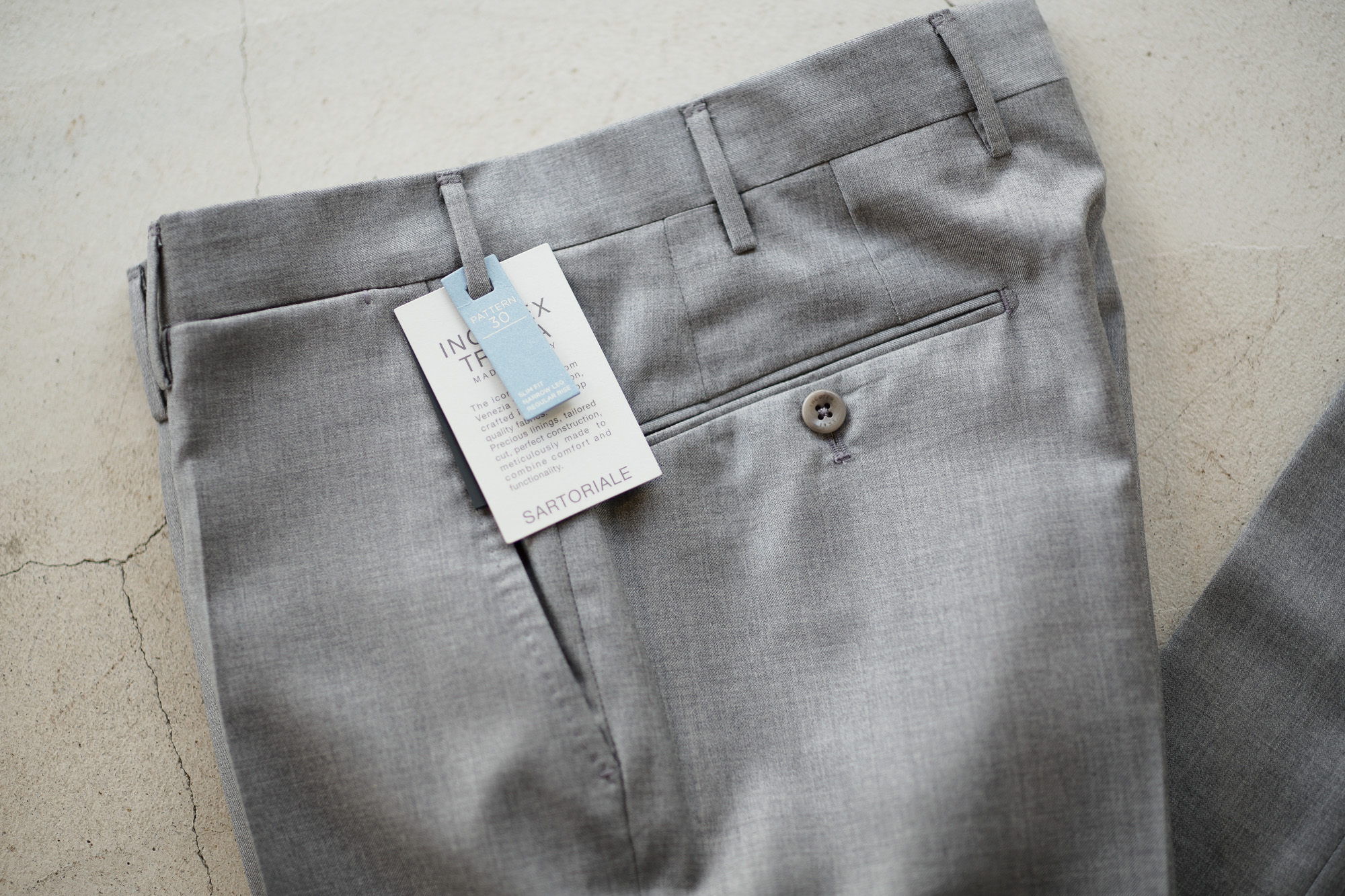 INCOTEX (インコテックス) SARTORIALE (サルトリアーレ) MIT300 SLIM FIT (WOOL & CASHMERE TWILL) ウールカシミアツイル スラックス LIGHT GRAY (ライトグレー・900) Made in italy (イタリア製) 2019 春夏新作 愛知 名古屋 altoediritto アルトエデリット