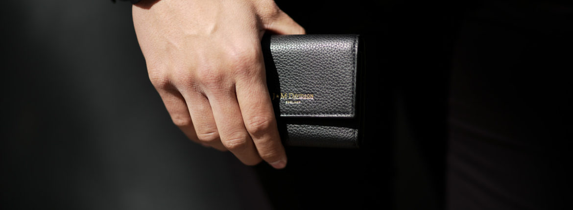 J&M DAVIDSON (ジェイアンドエムデヴィッドソン) TWO FOLD WALLET (トゥー フォルド ウォレット) GRAIN LEATHER (グレインレザー) 折財布 BLACK (ブラック・9990) Made in spain (スペイン製) 2019 春夏新作のイメージ