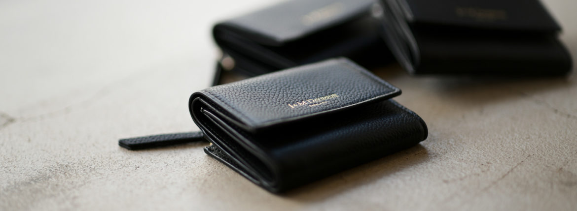 J&M DAVIDSON (ジェイアンドエムデヴィッドソン) TWO FOLD WALLET (トゥー フォルド ウォレット) GRAIN LEATHER (グレインレザー) 折財布 BLACK (ブラック・9990) Made in spain (スペイン製) 2019 春夏新作のイメージ