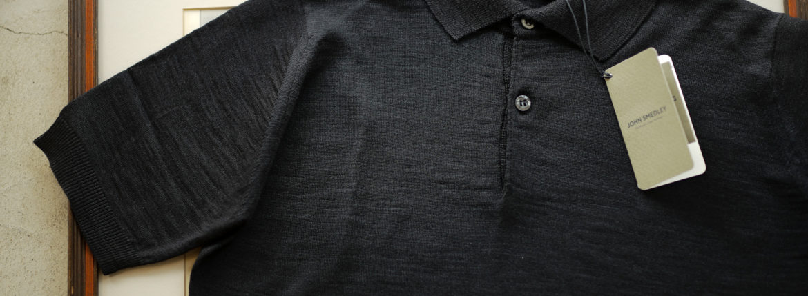 JOHN SMEDLEY (ジョンスメドレー) PIRRO (ピロ) SILK KNIT シルク ニット ポロシャツ BLACK (ブラック) Made in England (イギリス製) 2019 春夏新作のイメージ