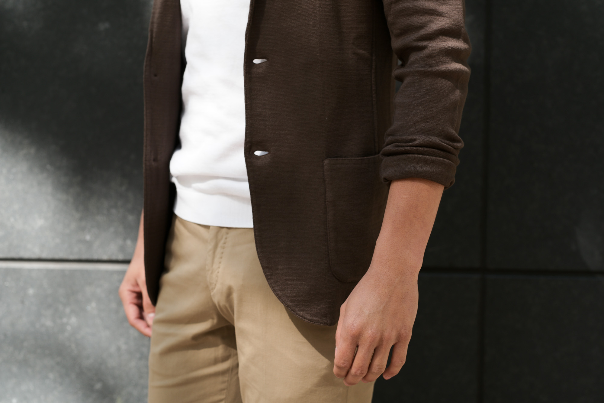 LARDINI (ラルディーニ) Milano Rib Knit Jacket (ミラノリブ ニット ジャケット) コットン ミラノリブ 2B ニットジャケット BROWN (ブラウン・450) Made in italy (イタリア製) 2019 春夏新作 愛知 名古屋 alto e diritto アルトエデリット