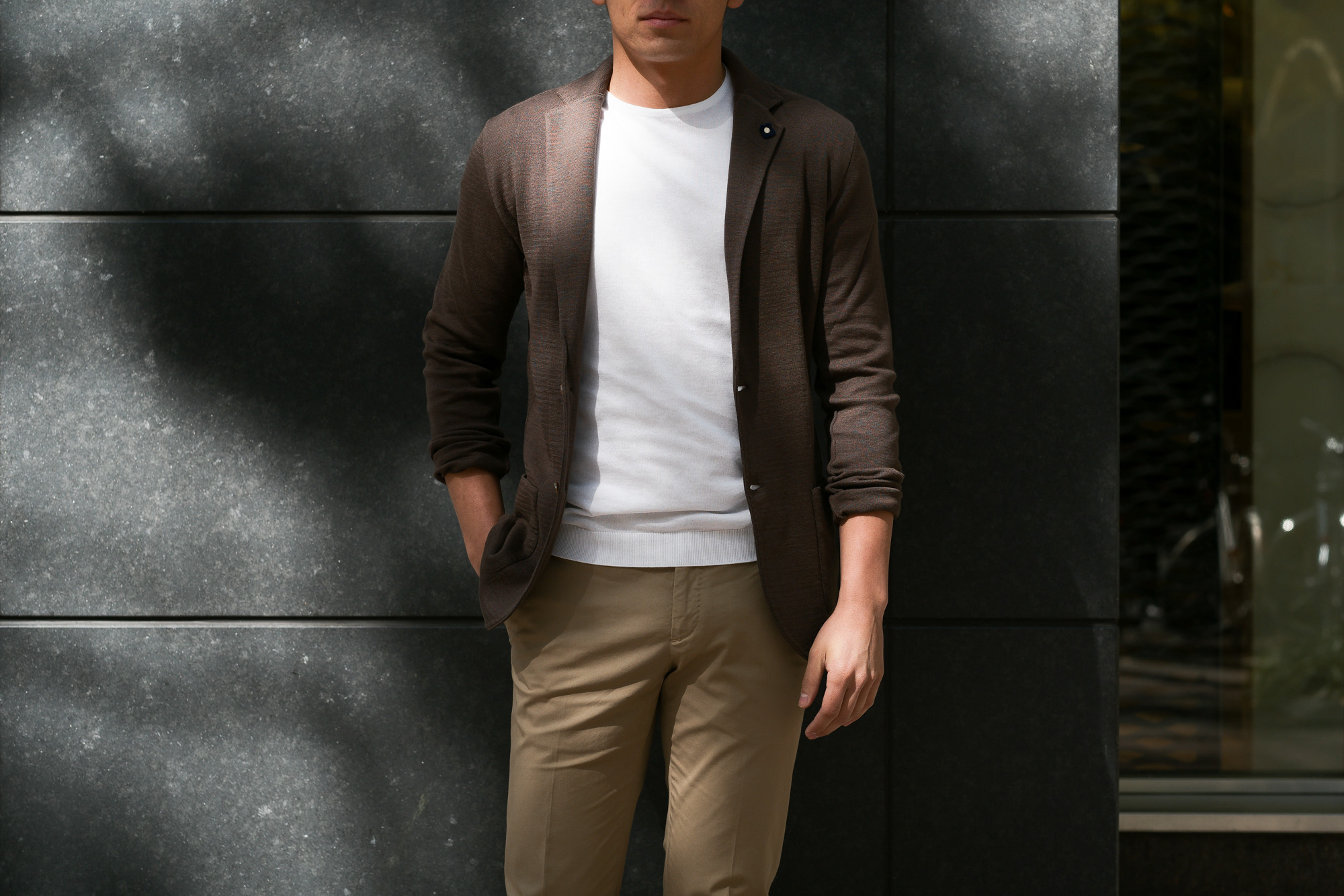 LARDINI (ラルディーニ) Milano Rib Knit Jacket (ミラノリブ ニット ジャケット) コットン ミラノリブ 2B ニットジャケット BROWN (ブラウン・450) Made in italy (イタリア製) 2019 春夏新作 愛知 名古屋 alto e diritto アルトエデリット