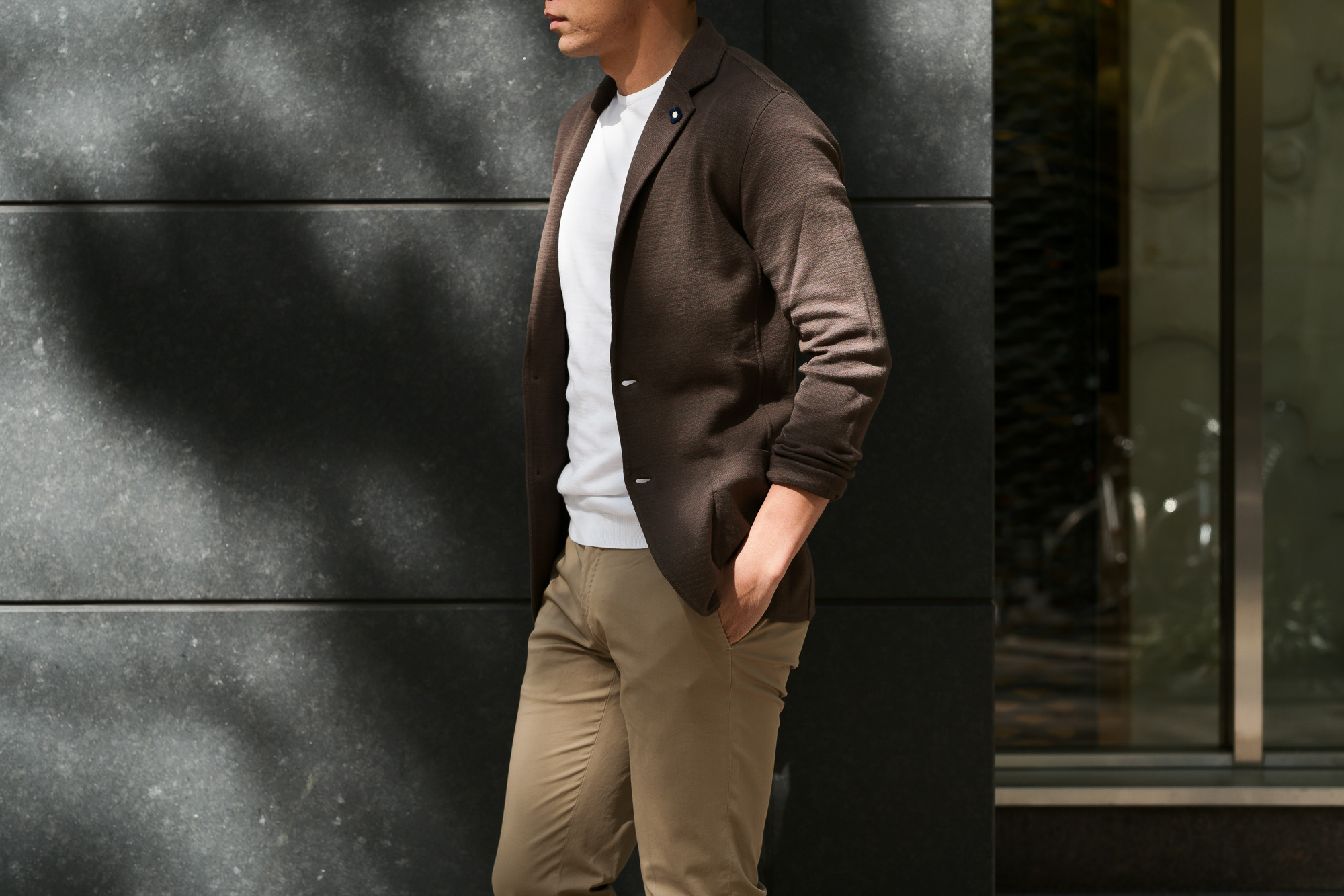 LARDINI (ラルディーニ) Milano Rib Knit Jacket (ミラノリブ ニット ジャケット) コットン ミラノリブ 2B ニットジャケット BROWN (ブラウン・450) Made in italy (イタリア製) 2019 春夏新作 愛知 名古屋 alto e diritto アルトエデリット