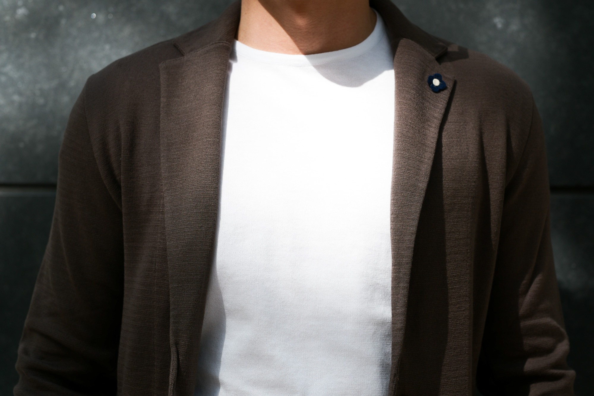 LARDINI (ラルディーニ) Milano Rib Knit Jacket (ミラノリブ ニット ジャケット) コットン ミラノリブ 2B ニットジャケット BROWN (ブラウン・450) Made in italy (イタリア製) 2019 春夏新作 愛知 名古屋 alto e diritto アルトエデリット