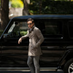 MOORER (ムーレー) SC / MORANDI-KM (モランディ) ポリエステル ダブルブレスト スタンドカラー スプリング コート VISONE (グレージュ) Made in italy (イタリア製) 2019 春夏新作のイメージ