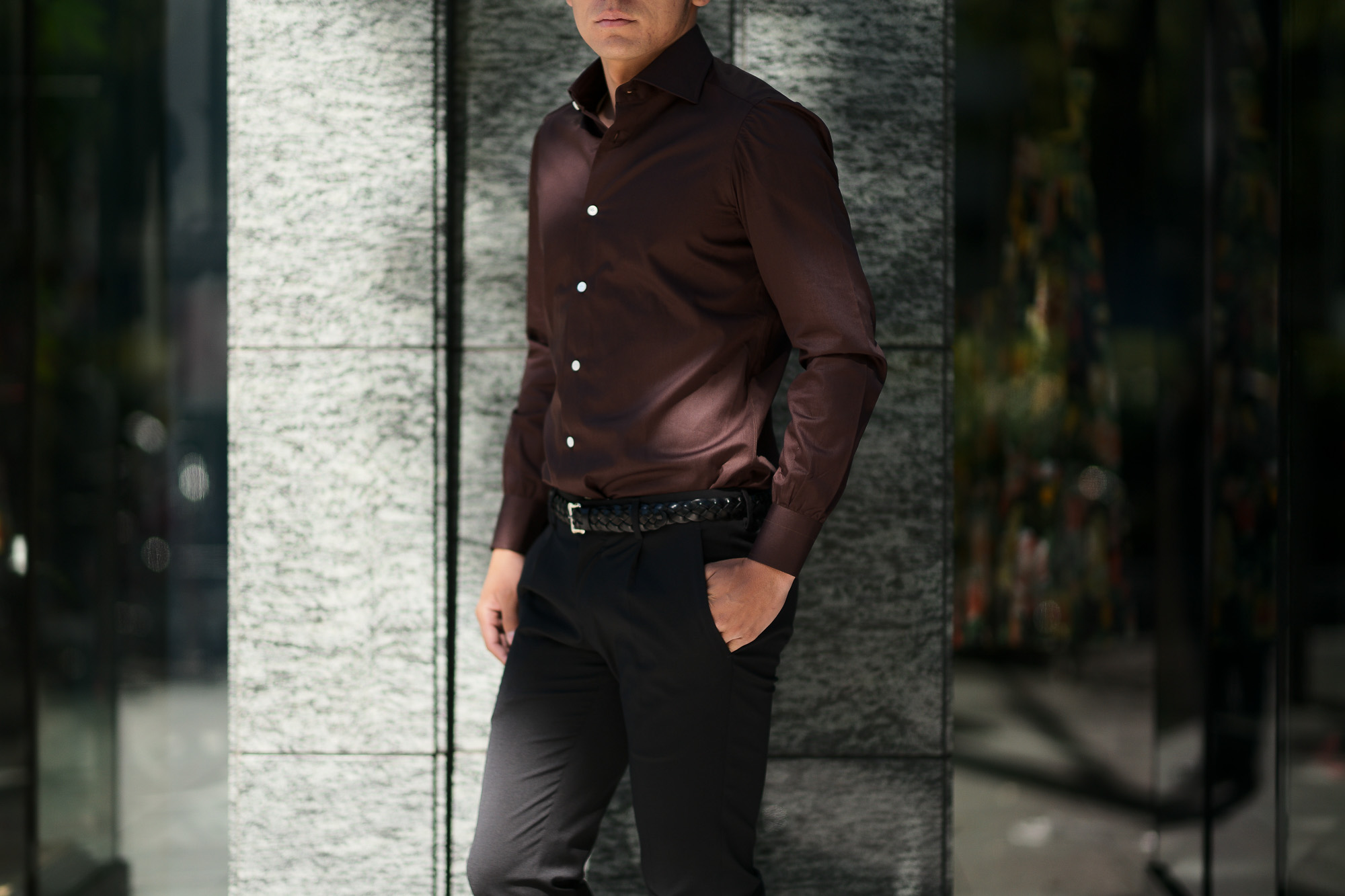 AVINO(アヴィーノ) Poplin Dress Shirts コットン ブロード ポプリン ドレスシャツ BROWN(ブラウン) made in italy (イタリア製) 2019 秋冬 【ご予約受付中】愛知 名古屋 altoediritto アルトエデリット