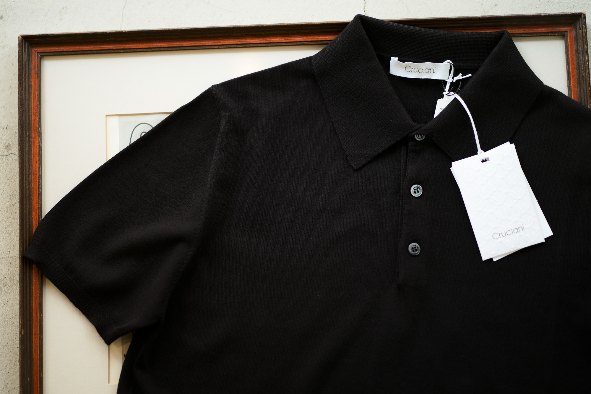 Cruciani (クルチアーニ) Knit Polo Shirt (ニット ポロシャツ) 27ゲージ コットン ニット ポロシャツ BLACK (ブラック・Z0048) made in italy (イタリア製) 2019 春夏新作 愛知 名古屋 altoediritto アルトエデリット