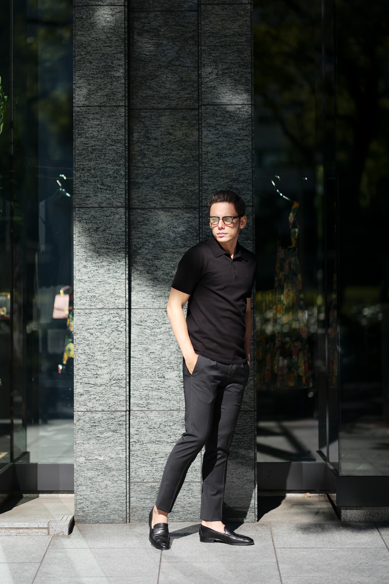 Cruciani (クルチアーニ) Knit Polo Shirt (ニット ポロシャツ) 27ゲージ コットン ニット ポロシャツ BLACK (ブラック・Z0048) made in italy (イタリア製) 2019 春夏新作 愛知 名古屋 altoediritto アルトエデリット