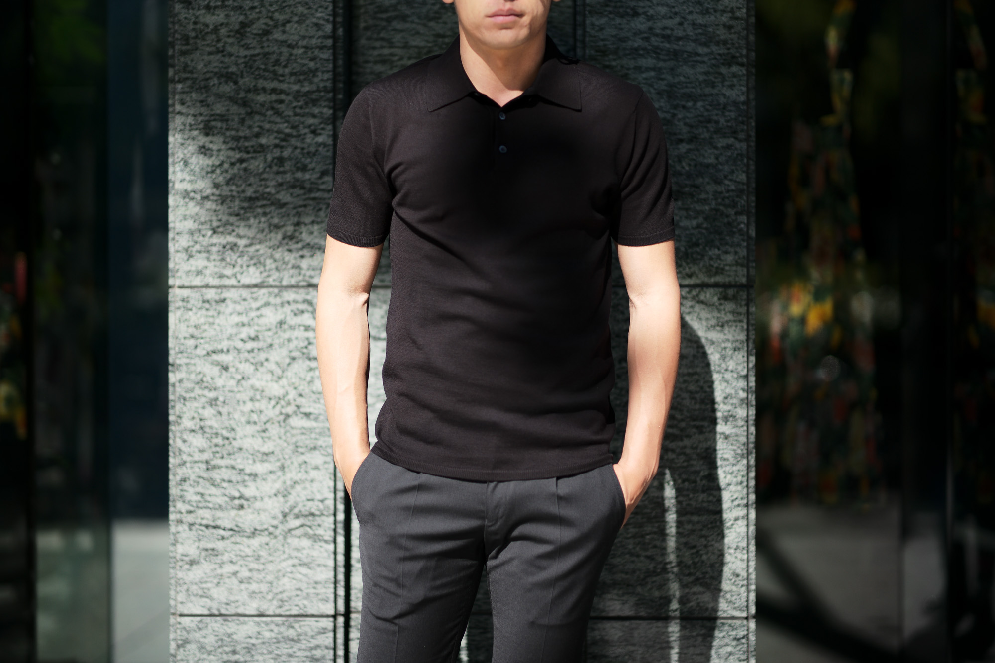 Cruciani (クルチアーニ) Knit Polo Shirt (ニット ポロシャツ) 27ゲージ コットン ニット ポロシャツ BLACK (ブラック・Z0048) made in italy (イタリア製) 2019 春夏新作 愛知 名古屋 altoediritto アルトエデリット