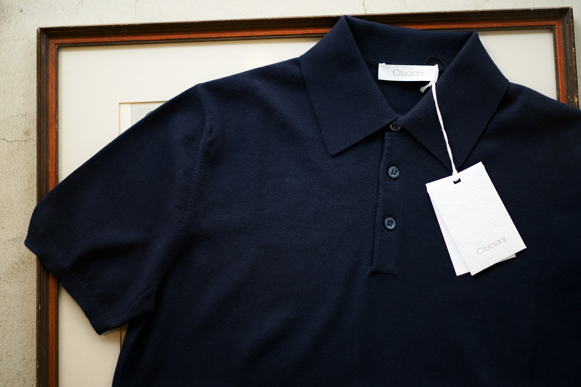 Cruciani (クルチアーニ) Knit Polo Shirt (ニット ポロシャツ) 27ゲージ コットン ニット ポロシャツ NAVY (ネイビー・Z0063) made in italy (イタリア製) 2019 春夏新作 愛知 名古屋 altoediritto アルトエデリット