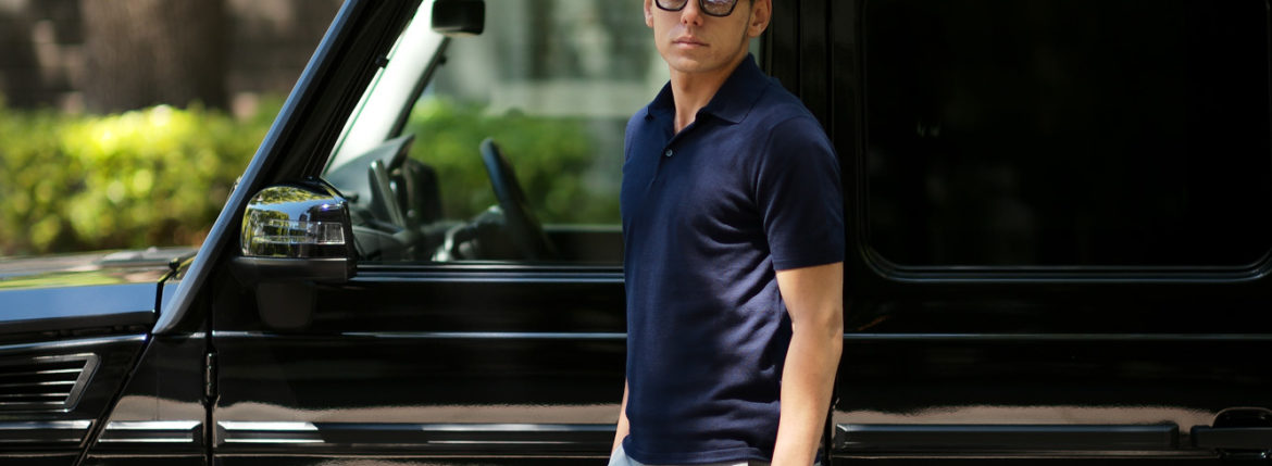 Cruciani (クルチアーニ) Knit Polo Shirt (ニット ポロシャツ) 27ゲージ コットン ニット ポロシャツ NAVY (ネイビー・Z0063) made in italy (イタリア製) 2019 春夏新作 愛知 名古屋 altoediritto アルトエデリット