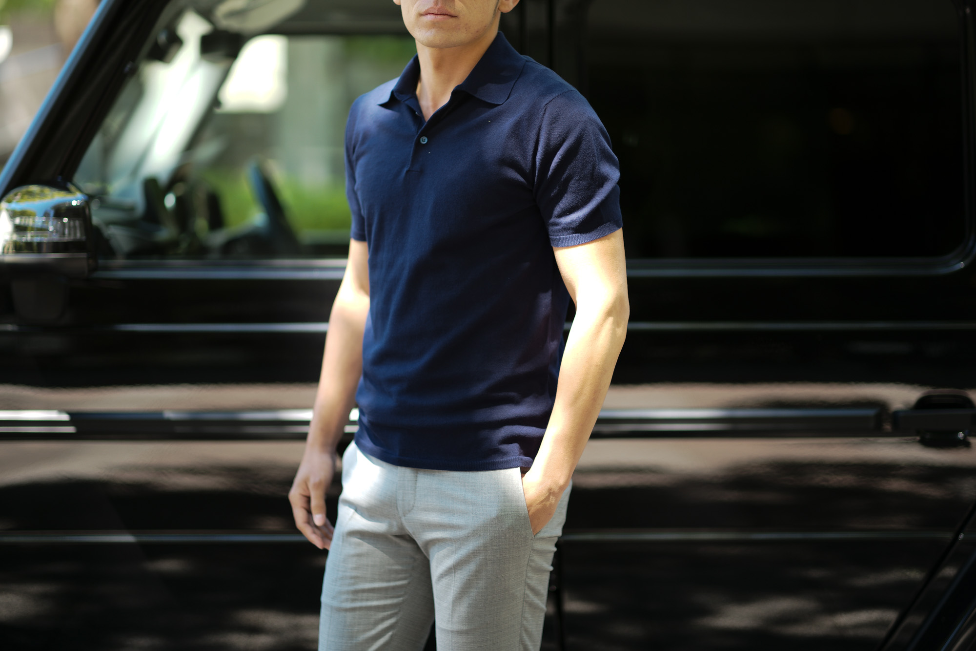 Cruciani (クルチアーニ) Knit Polo Shirt (ニット ポロシャツ) 27ゲージ コットン ニット ポロシャツ NAVY (ネイビー・Z0063) made in italy (イタリア製) 2019 春夏新作 愛知 名古屋 altoediritto アルトエデリット