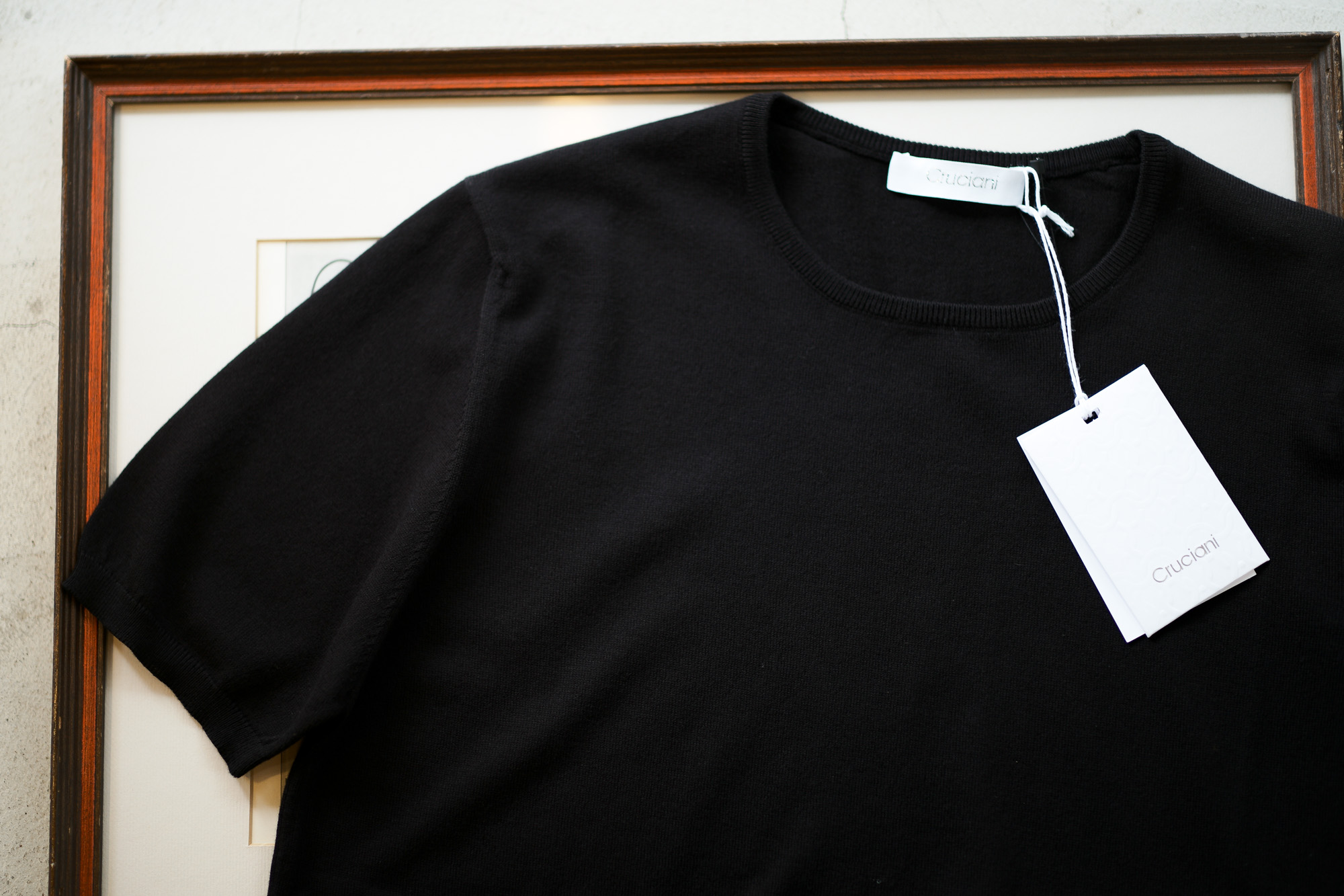 Cruciani (クルチアーニ) Knit T-shirt (ニット Tシャツ) 27ゲージ コットン ニット Tシャツ BLACK (ブラック・Z0048) made in italy (イタリア製) 2019 春夏新作 愛知 名古屋 altoediritto アルトエデリット