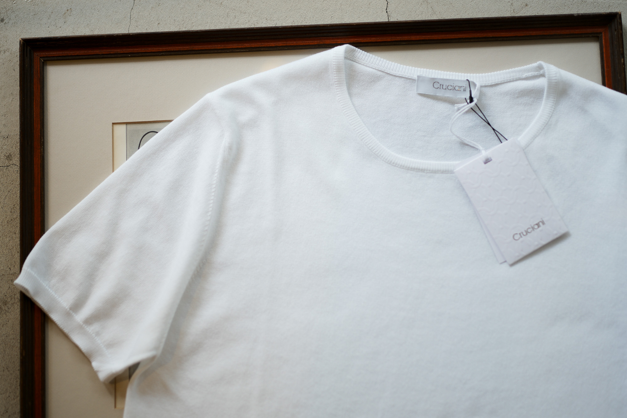 Cruciani (クルチアーニ) Knit T-shirt (ニット Tシャツ) 27ゲージ コットン ニット Tシャツ WHITE (ホワイト・Z0001) made in italy (イタリア製) 2019 春夏新作 愛知 名古屋 altoediritto アルトエデリット