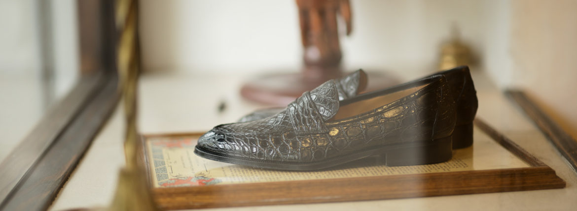 ENZO BONAFE (エンツォボナフェ) ART. EB-08 Crocodile Coin Loafer (クロコダイル コイン ローファー) Mat Crocodile Leather マット クロコダイル レザー ドレスシューズ ローファー NERO (ブラック) made in italy (イタリア製) 2019 春夏新作 愛知 名古屋 enzobonafe エンツォボナフェ eb08 ローファー zodiac nagoya alto e diritto altoediritto アルトエデリット コードバン　5,5.5,6,6.5,7,7.5,8,8.5,9,9.5