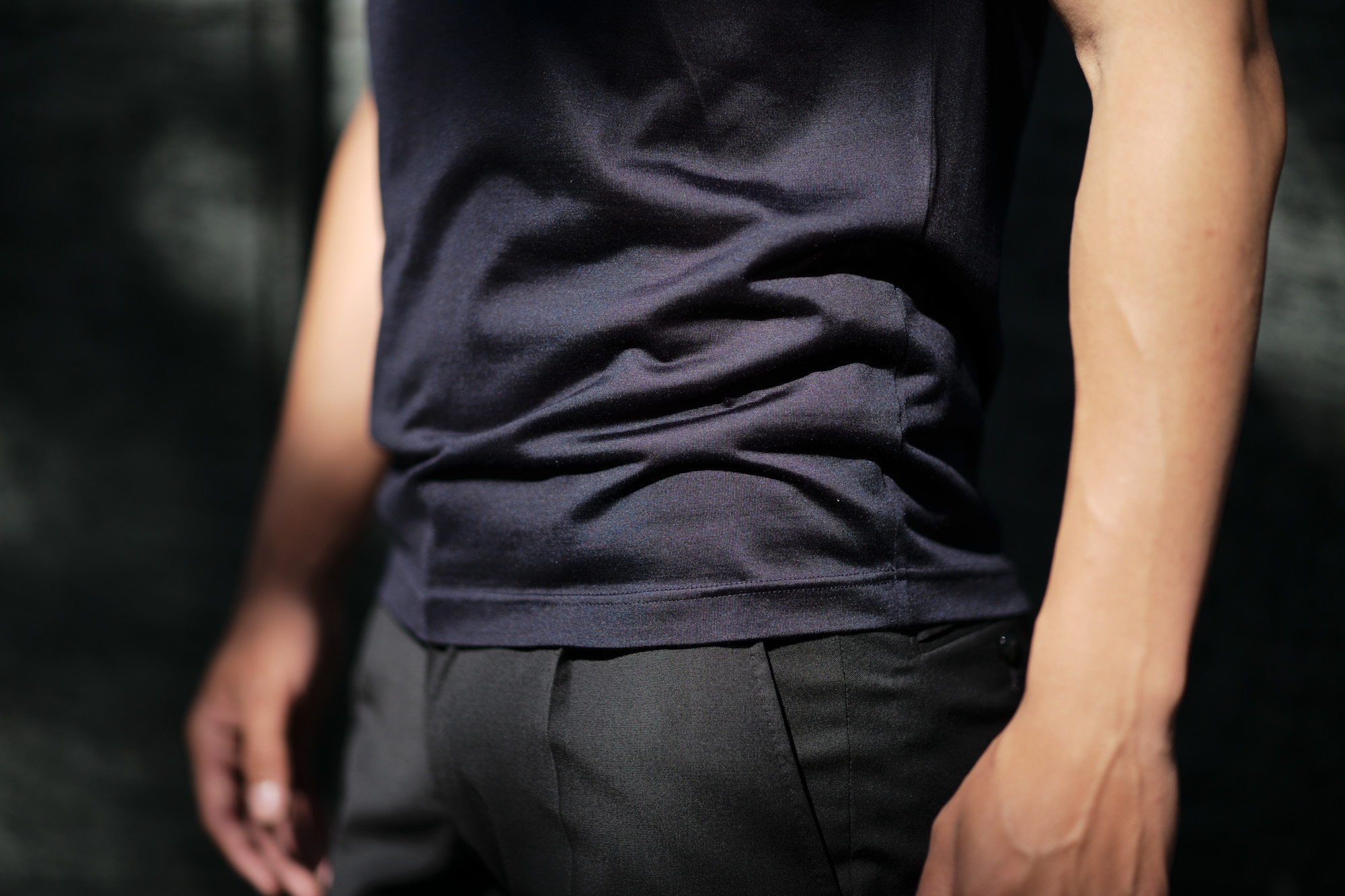 Gran Sasso (グランサッソ) Silk T-shirt (シルク Tシャツ) SETA (シルク 100%) ショートスリーブ シルク Tシャツ NAVY (ネイビー・308) made in italy (イタリア製) 2019 春夏新作 gransasso 愛知 名古屋 altoediritto アルトエデリット