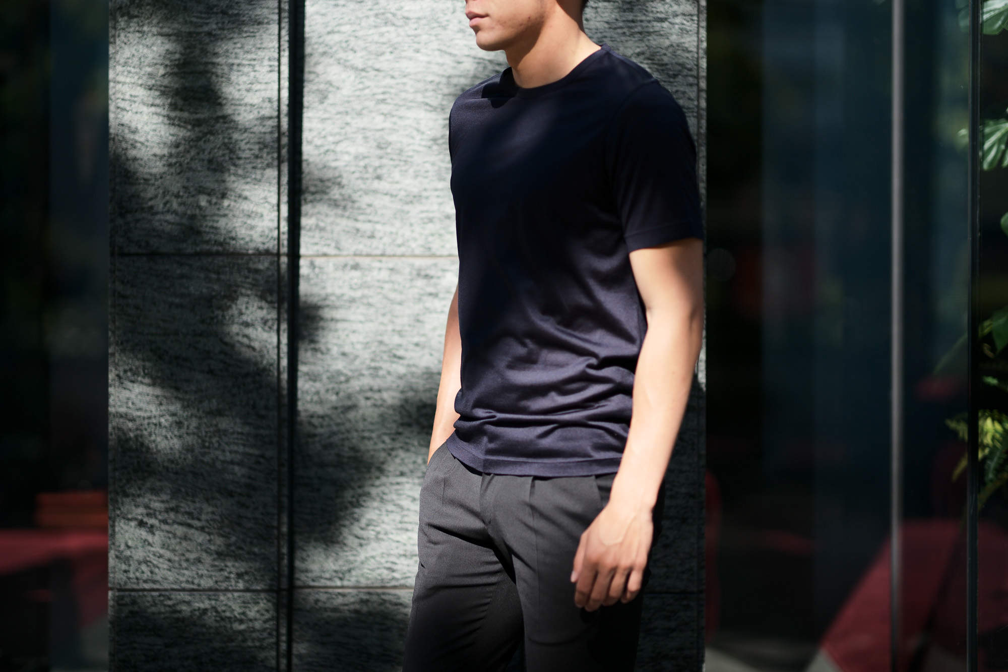 Gran Sasso (グランサッソ) Silk T-shirt (シルク Tシャツ) SETA (シルク 100%) ショートスリーブ シルク Tシャツ NAVY (ネイビー・308) made in italy (イタリア製) 2019 春夏新作 gransasso 愛知 名古屋 altoediritto アルトエデリット