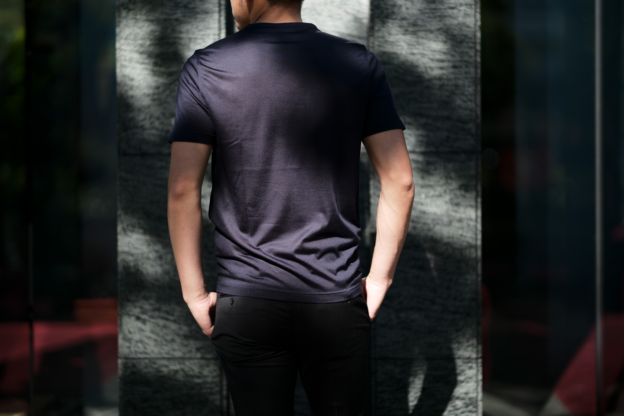 Gran Sasso (グランサッソ) Silk T-shirt (シルク Tシャツ) SETA (シルク 100%) ショートスリーブ シルク Tシャツ NAVY (ネイビー・308) made in italy (イタリア製) 2019 春夏新作 gransasso 愛知 名古屋 altoediritto アルトエデリット