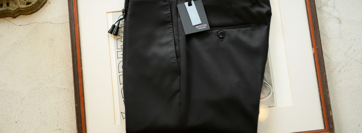 INCOTEX (インコテックス) N35 SLIM FIT (1NT035) SUPER 100’S WOOLLEN TWILL サージウール スラックス BLACK (ブラック・990) 2019 秋冬 【ご予約受付中】愛知 名古屋 altoediritto アルトエデリット