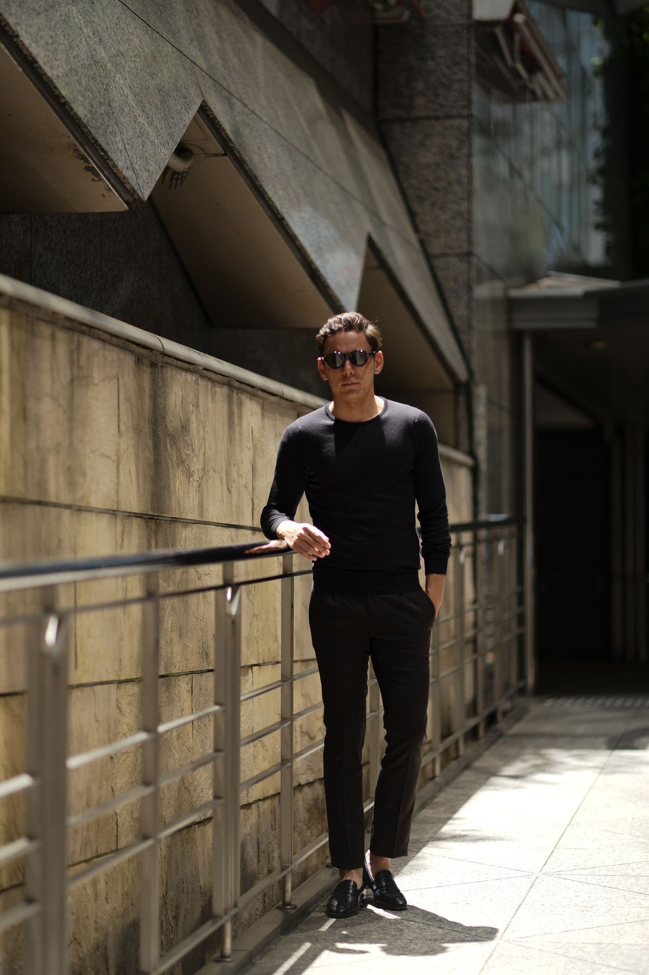 JOHN SMEDLEY (ジョンスメドレー) IMPERIAL KASHMIR (カシミアシリーズ) THEON (テオン) CASHMERE × SEA ISLAND COTTON コットンカシミヤニット セーター BLACK(ブラック) Made in England (イギリス製) 2019 春夏新作 johnsmedley 愛知 名古屋 altoediritto アルトエデリット