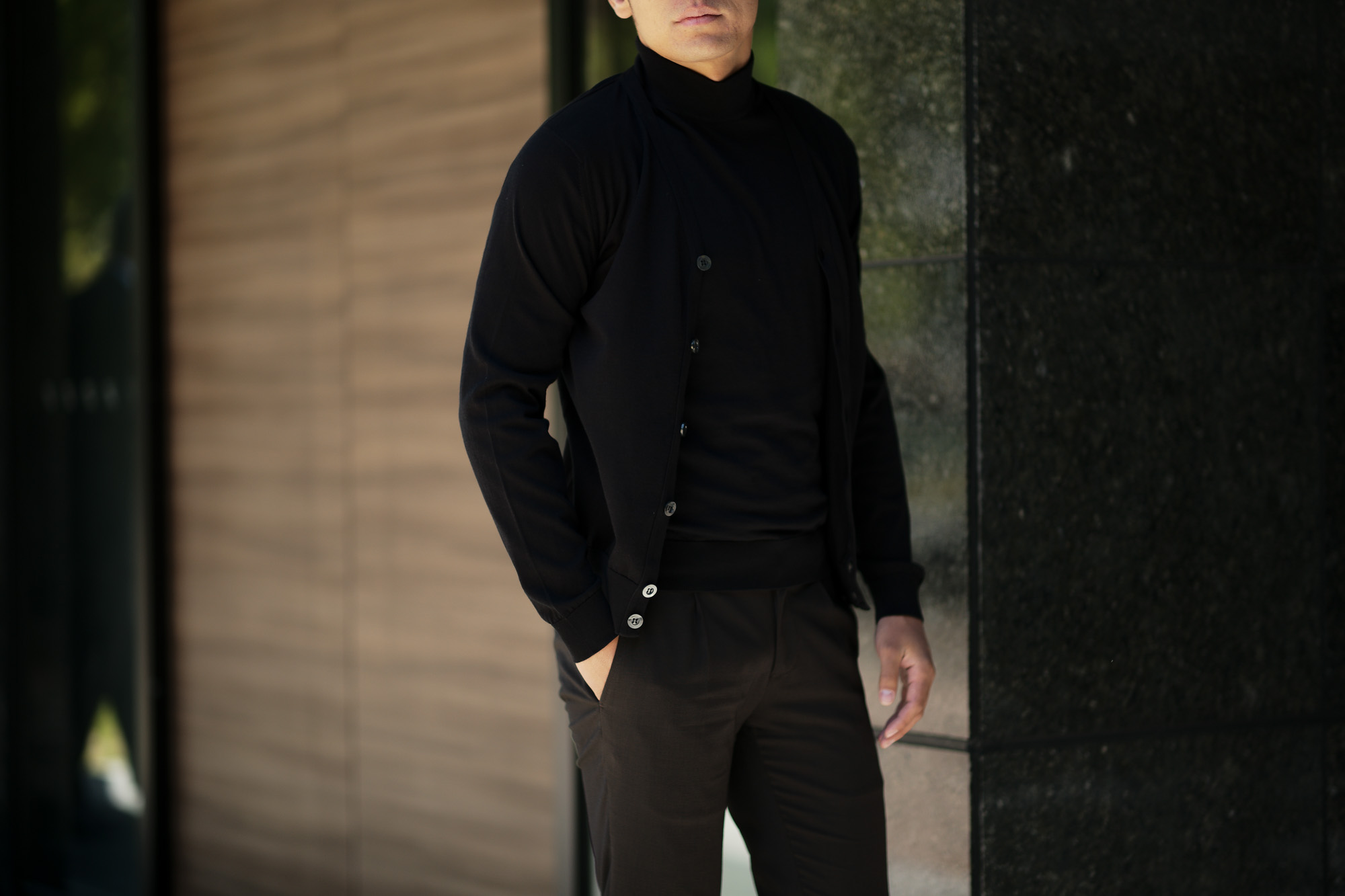 JOHN SMEDLEY (ジョンスメドレー) ISEO (イセオ) SEA ISLAND COTTON (シーアイランドコットン) コットンニット Vネック カーディガン BLACK (ブラック) Made in England (イギリス製) 2019 春夏新作 johnsmedley 愛知 名古屋 altoediritto アルトエデリット