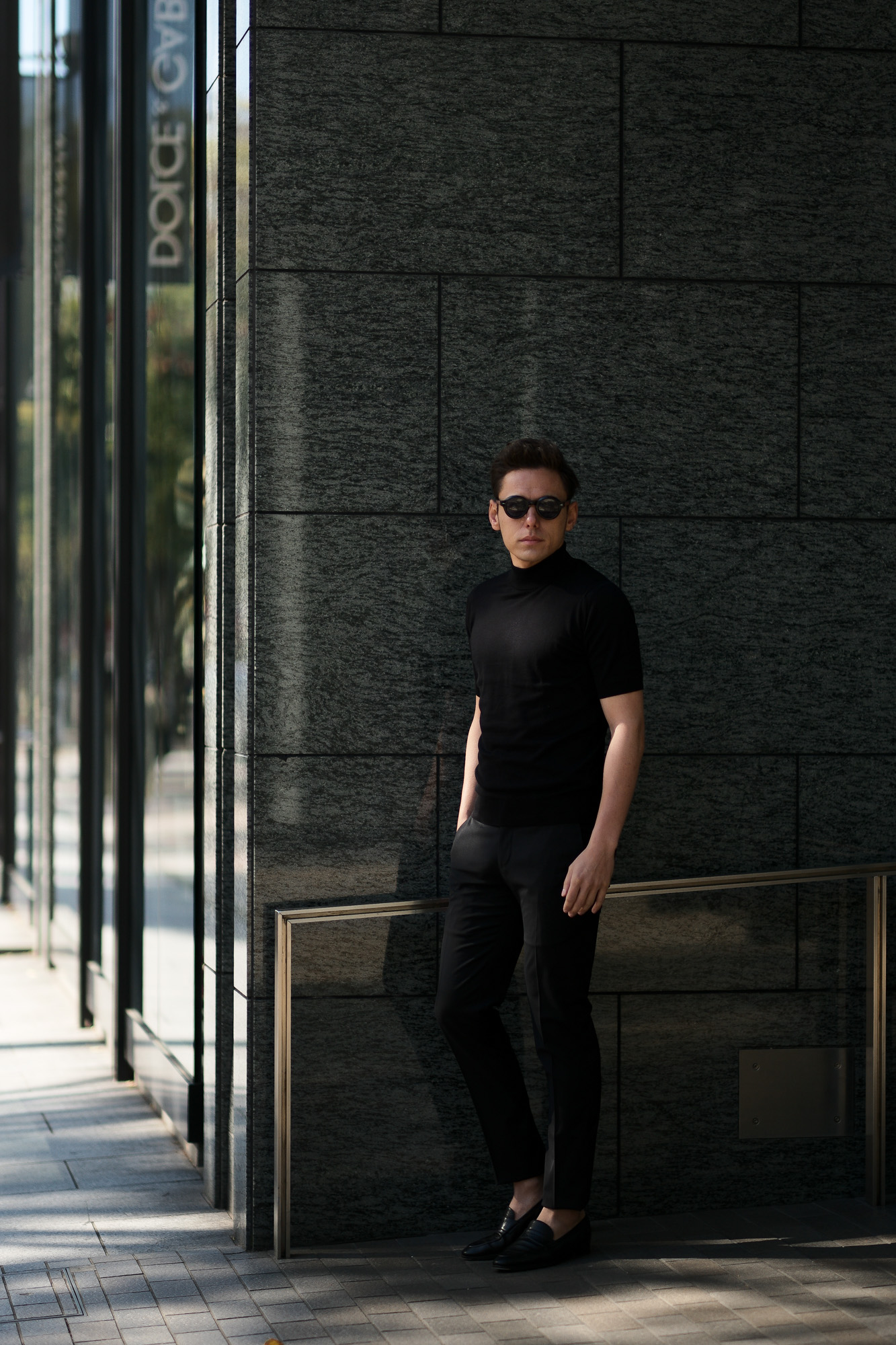 JOHN SMEDLEY (ジョンスメドレー) S3813 Mock neck T-shirt SEA ISLAND COTTON (シーアイランドコットン) コットンニット モックネック Tシャツ BLACK (ブラック) Made in England (イギリス製) 2019 春夏新作 johnsmedley 愛知 名古屋 altoediritto アルトエデリット