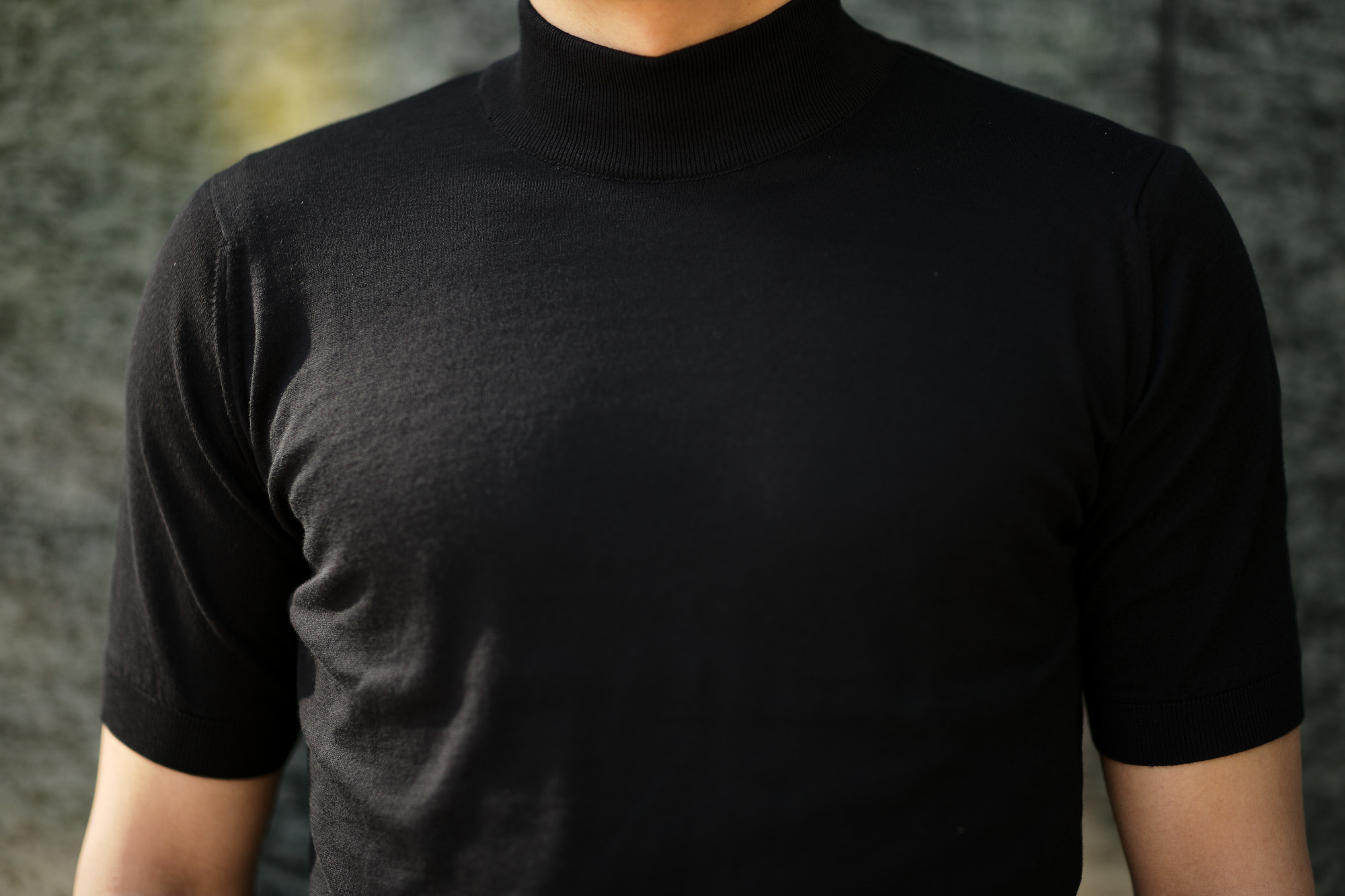 JOHN SMEDLEY (ジョンスメドレー) S3813 Mock neck T-shirt SEA ISLAND COTTON (シーアイランドコットン) コットンニット モックネック Tシャツ BLACK (ブラック) Made in England (イギリス製) 2019 春夏新作 johnsmedley 愛知 名古屋 altoediritto アルトエデリット