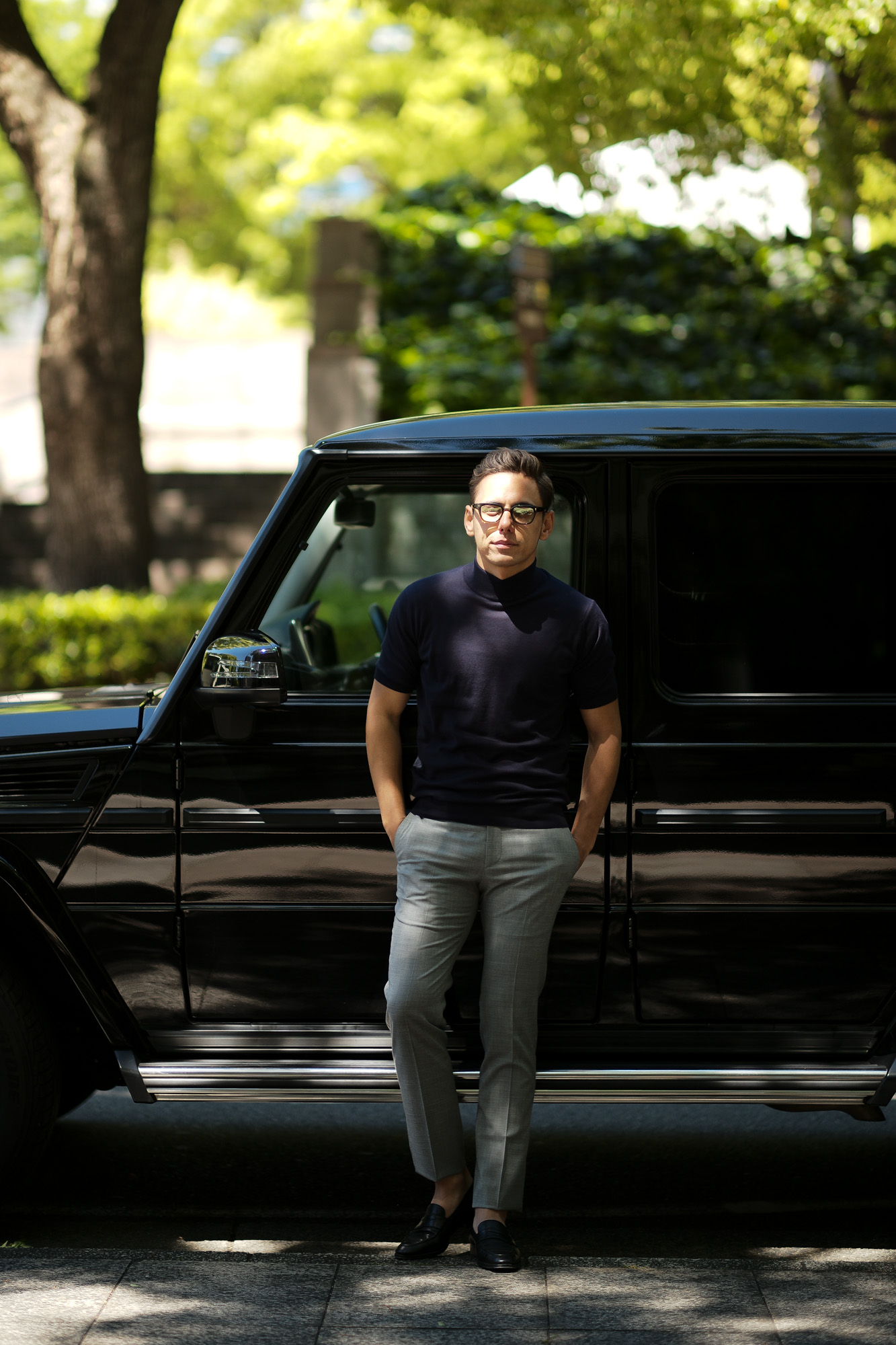 JOHN SMEDLEY (ジョンスメドレー) S3813 Mock neck T-shirt SEA ISLAND COTTON (シーアイランドコットン) コットンニット モックネック Tシャツ NAVY (ネイビー) Made in England (イギリス製) 2019 春夏新作 johnsmedley 愛知 名古屋 altoediritto アルトエデリット