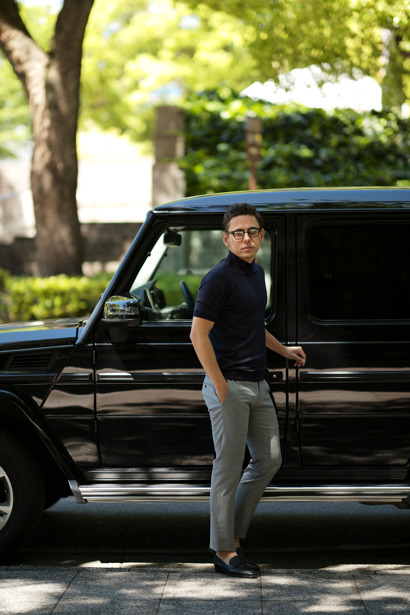 JOHN SMEDLEY (ジョンスメドレー) S3813 Mock neck T-shirt SEA ISLAND COTTON (シーアイランドコットン) コットンニット モックネック Tシャツ NAVY (ネイビー) Made in England (イギリス製) 2019 春夏新作 johnsmedley 愛知 名古屋 altoediritto アルトエデリット