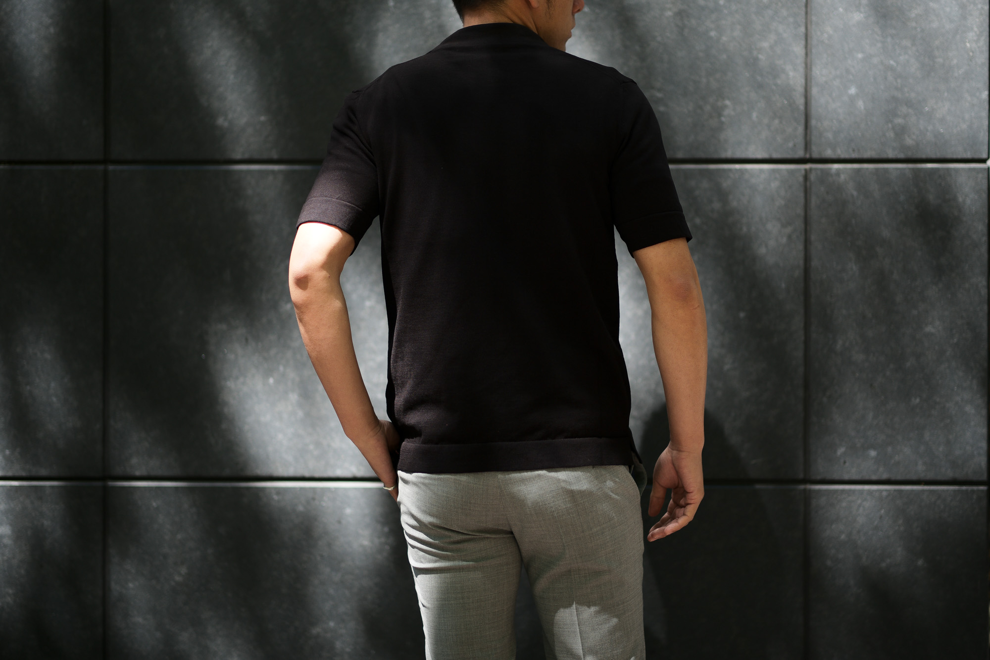 LARDINI (ラルディーニ) Milano Rib Knit Shirts (ミラノリブ ニット シャツ) コットン ミラノリブ オープンカラー ニット シャツ BLACK (ブラック・999) Made in italy (イタリア製) 2019 春夏新作 愛知 名古屋 altoediritto アルトエデリット