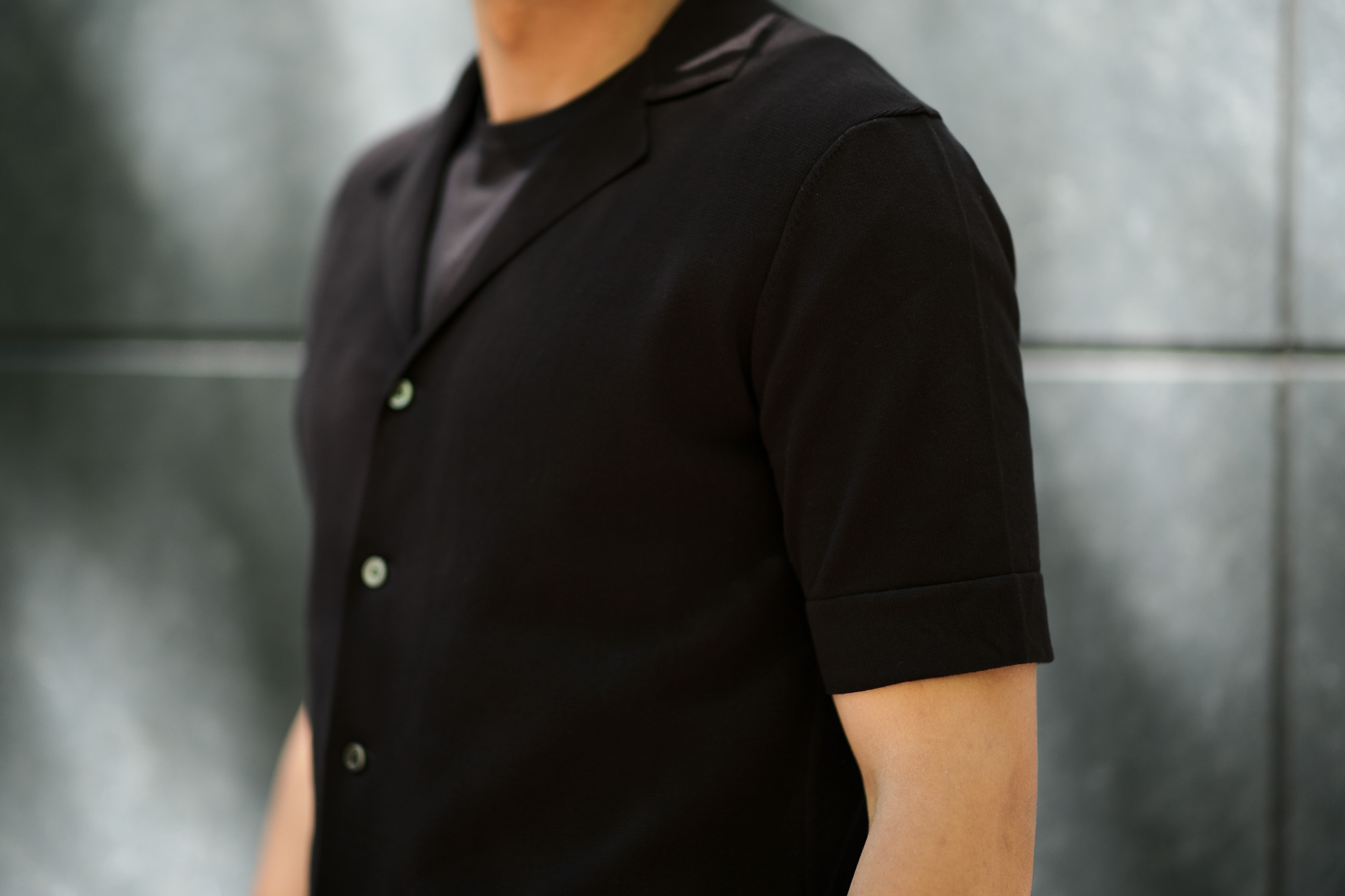 LARDINI (ラルディーニ) Milano Rib Knit Shirts (ミラノリブ ニット シャツ) コットン ミラノリブ オープンカラー ニット シャツ BLACK (ブラック・999) Made in italy (イタリア製) 2019 春夏新作 愛知 名古屋 altoediritto アルトエデリット