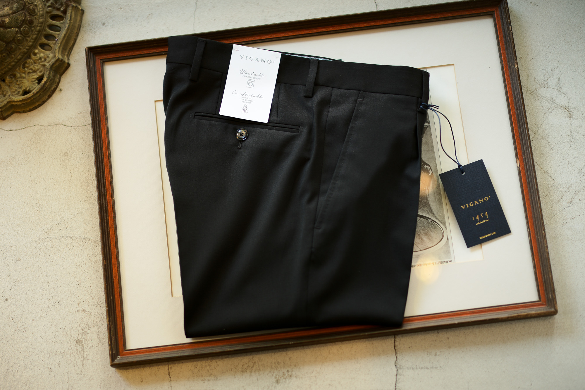 VIGANO (ヴィガーノ) WASHABLE SLACKS (ウォッシャブル スラックス) ウォッシャブル トロピカルウール テーパード ワンプリーツ パンツ BLACK (ブラック・998) 2019 春夏新作 スラックス グレスラ altoediritt 名古屋 愛知 アルトエデリット