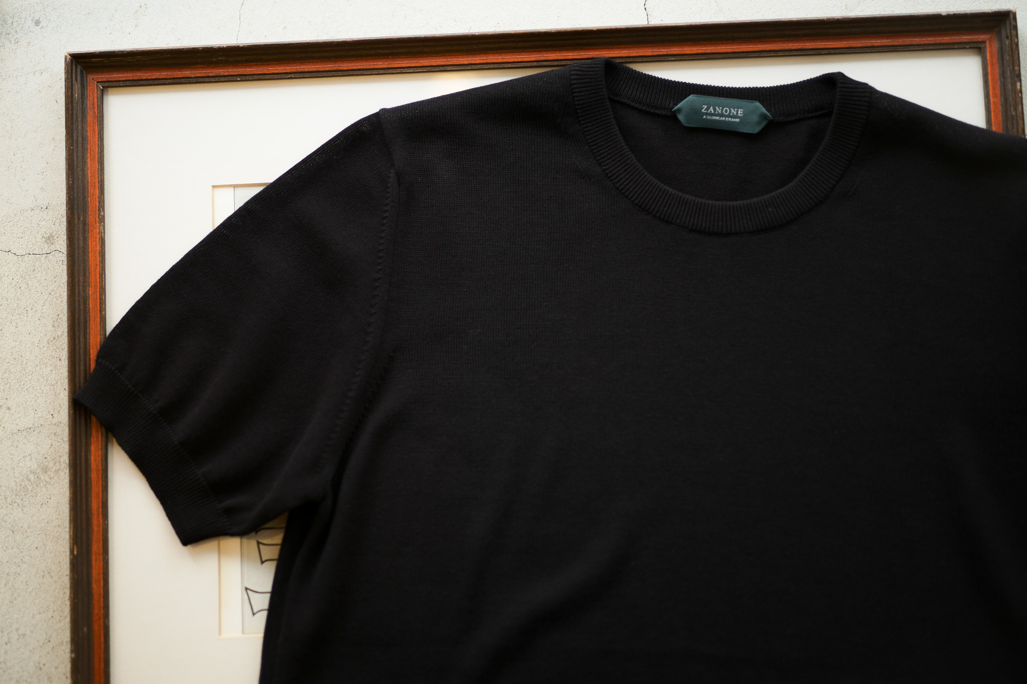 ZANONE (ザノーネ) Knit T-shirt (ニット Tシャツ) コットンニット Tシャツ BLACK (ブラック・Z3369) made in italy (イタリア製) 2019 春夏新作 愛知 名古屋 altoediritto アルトエデリット