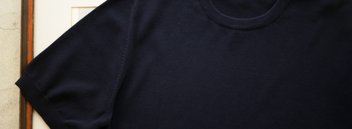 ZANONE (ザノーネ) Knit T-shirt (ニット Tシャツ) コットンニット Tシャツ NAVY (ネイビー・Z0542) made in italy (イタリア製) 2019 春夏新作 愛知 名古屋 altoediritto アルトエデリット