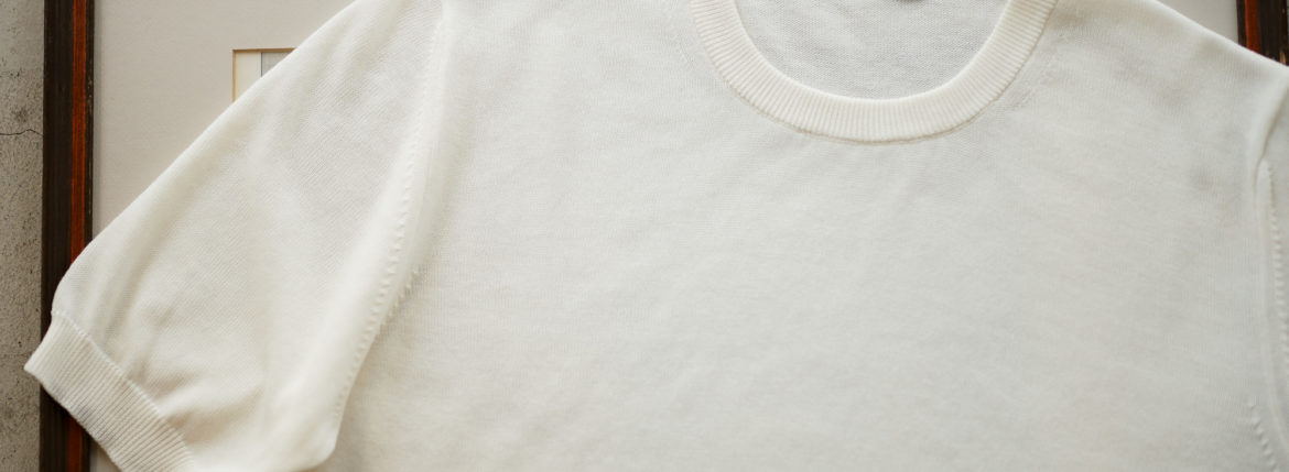 ZANONE (ザノーネ) Knit T-shirt (ニット Tシャツ) コットンニット Tシャツ WHITE (ホワイト・Z3372) made in italy (イタリア製) 2019 春夏新作 愛知 名古屋 altoediritto アルトエデリット