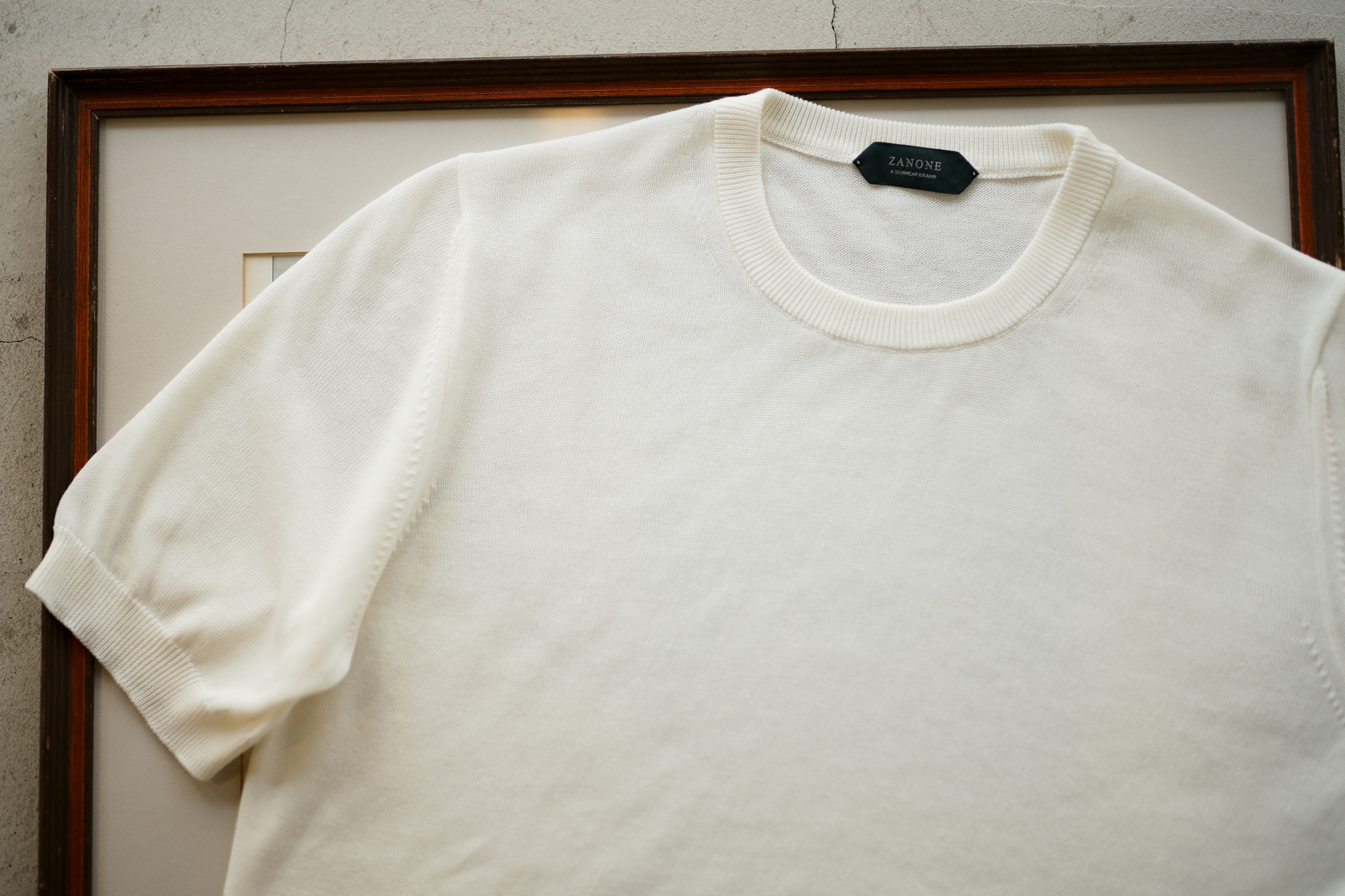 ZANONE (ザノーネ) Knit T-shirt (ニット Tシャツ) コットンニット Tシャツ WHITE (ホワイト・Z3372) made in italy (イタリア製) 2019 春夏新作 愛知 名古屋 altoediritto アルトエデリット