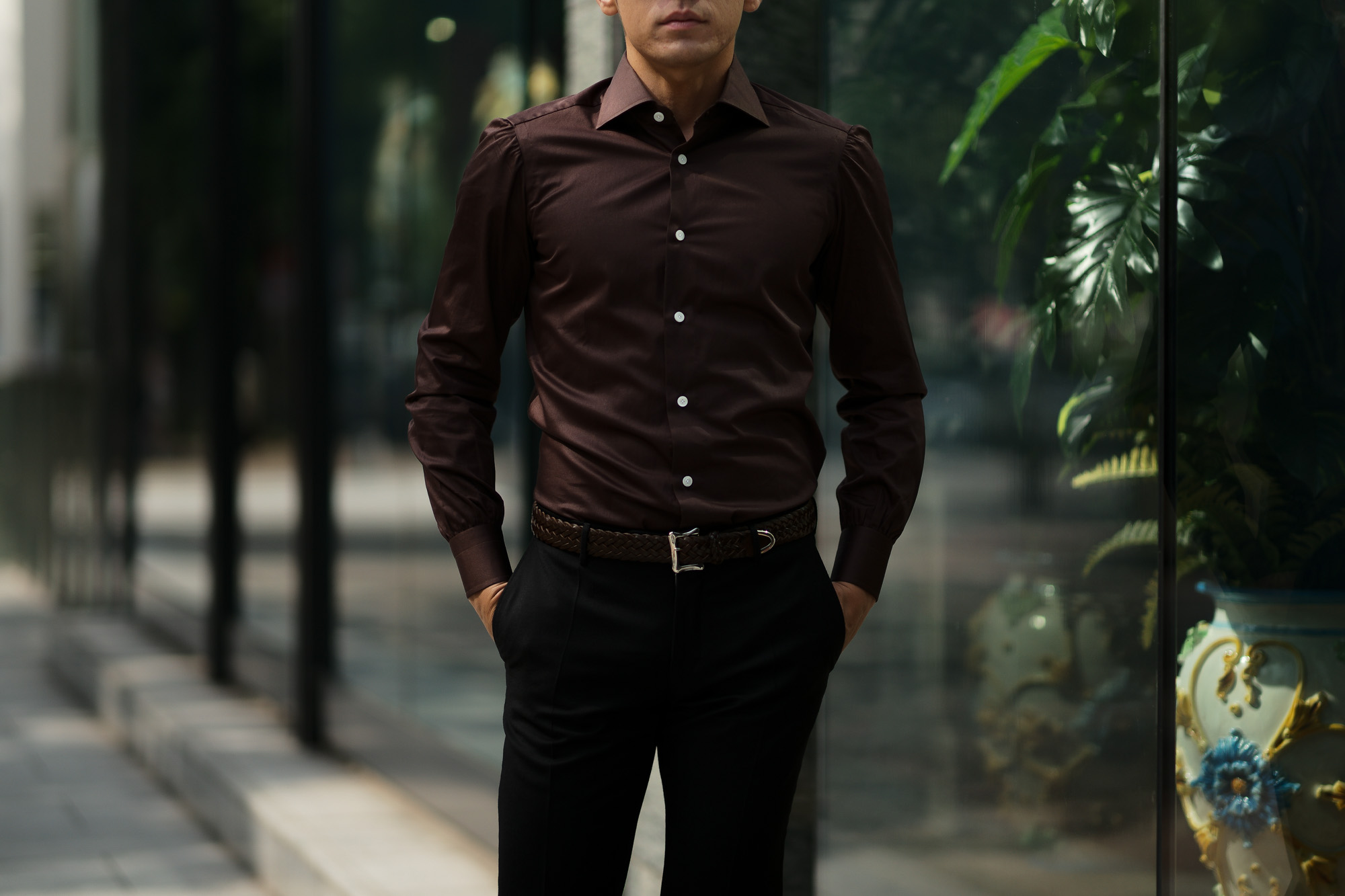 AVINO(アヴィーノ) Poplin Dress Shirts コットン ブロード ポプリン ドレスシャツ BROWN(ブラウン) made in italy (イタリア製) 2019 秋冬 【ご予約受付中】 愛知 名古屋 altoediritto アルトエデリット