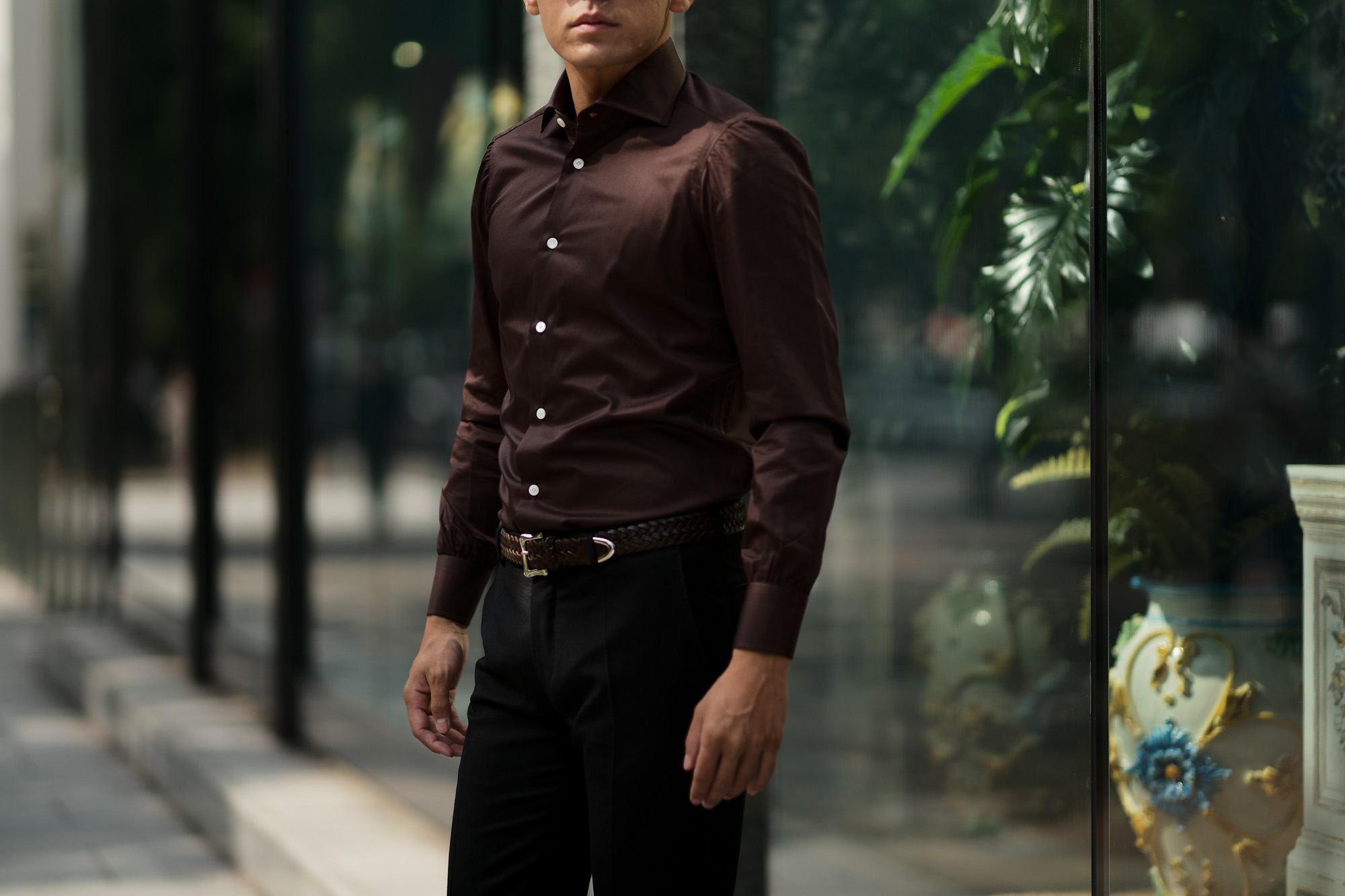 AVINO(アヴィーノ) Poplin Dress Shirts コットン ブロード ポプリン ドレスシャツ BROWN(ブラウン) made in italy (イタリア製) 2019 秋冬 【ご予約受付中】 愛知 名古屋 altoediritto アルトエデリット